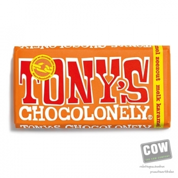 Afbeelding van relatiegeschenk:Tony's Chocolonely Melk-Karamel Zeezout, 180 gram