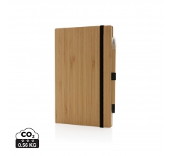 Bamboe notitieboek en infinity potlood set bedrukken