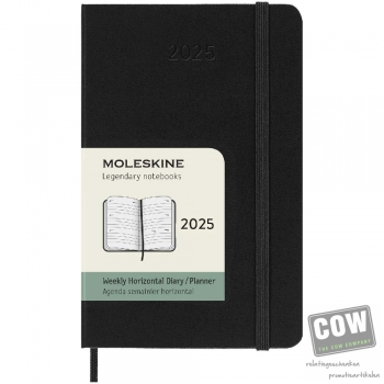 Afbeelding van relatiegeschenk:Moleskine horizontale week-agenda voor 12 maanden met harde kaft - pocket